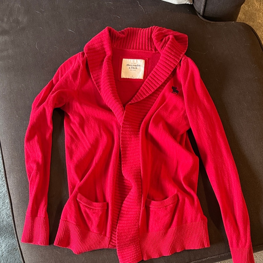 A&F red cardigan